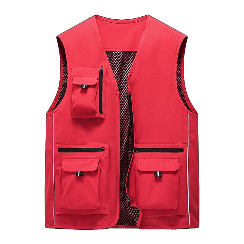 Mens Casual Outdoor Thin Multi-Pocket Breathable Loose Workwear Vest 48884166M