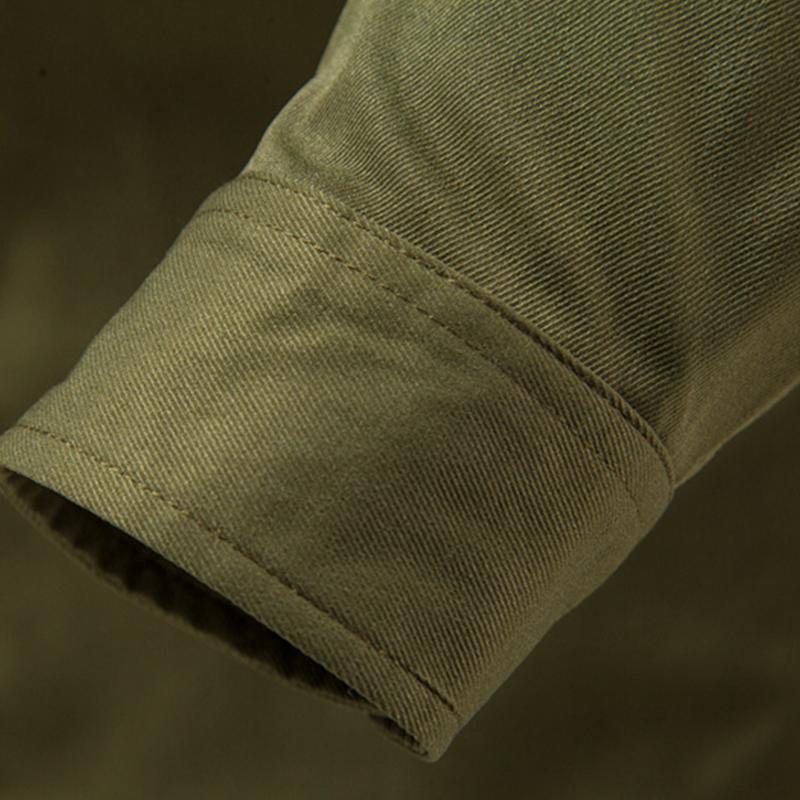 Mens Casual Outdoor Multi-Pocket Embroidered Patch Long Sleeve Work Shirt 45520925M