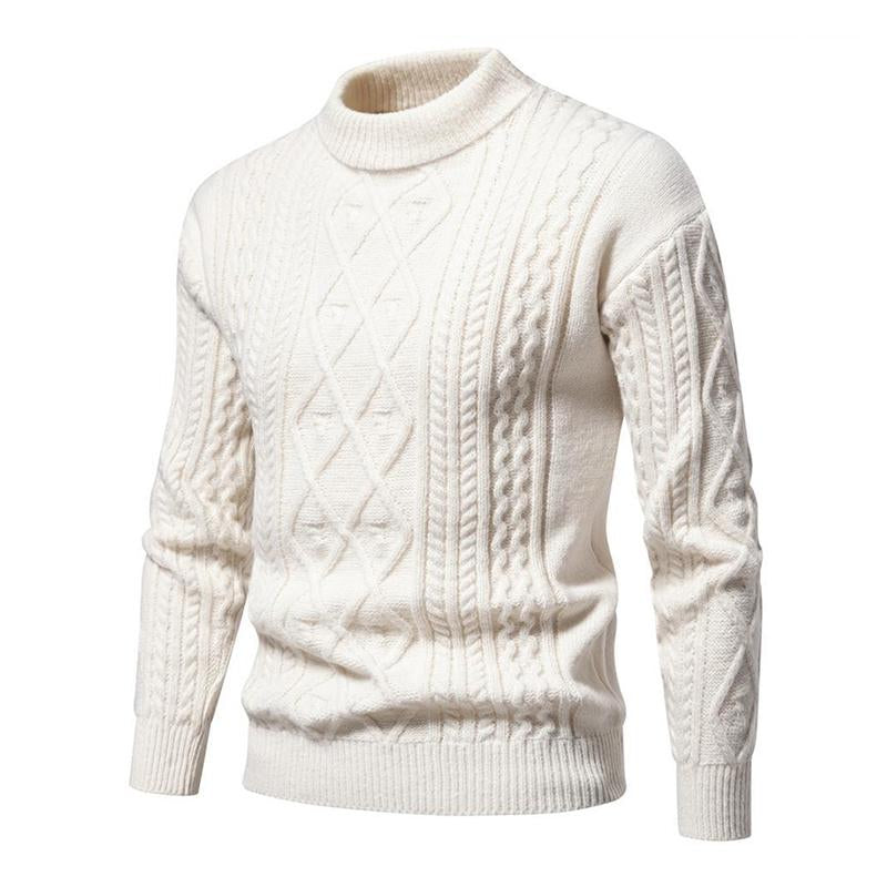 Mens Casual Round Neck Jacquard Knit Warm Pullover Sweater 85989318M