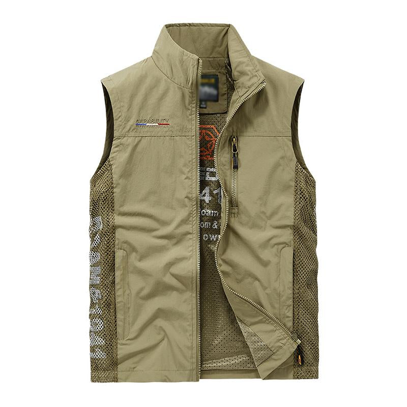Mens Casual Quick Dry Breathable Patchwork Outdoor Fishing Vest 85381155M