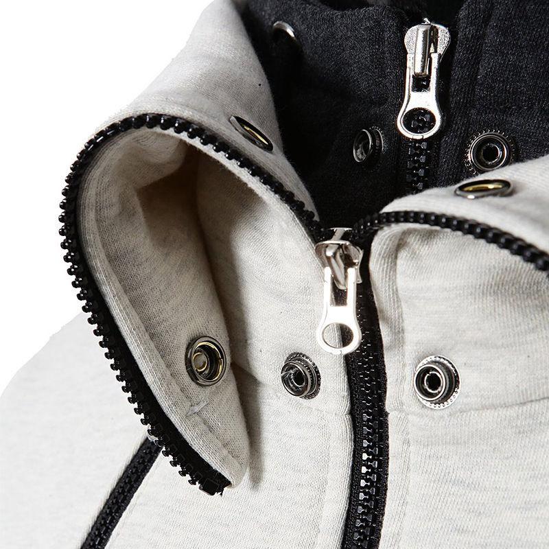 Mens Casual Colorblock Turtleneck Two Fake Pieces Zipper Sports Hoodie 27846230M