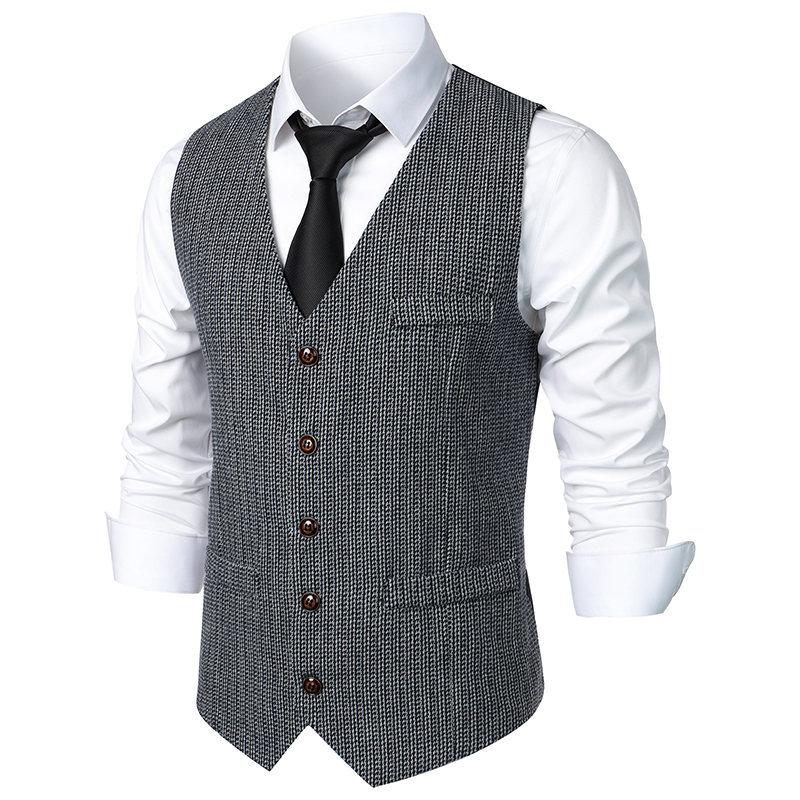 Mens Vintage V Neck Single Breasted Suit Vest 85710453Z