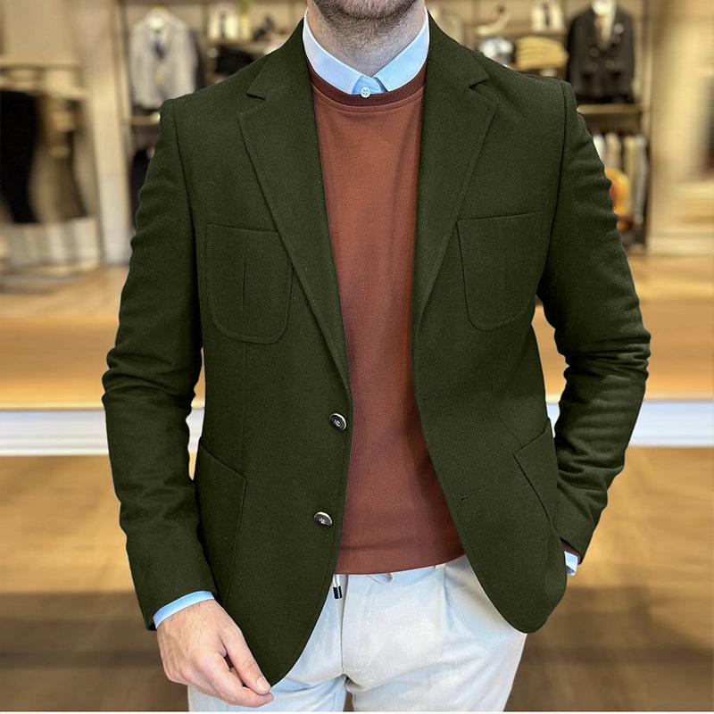 Mens Solid Color Casual Multi-pocket Blazer 48757708X