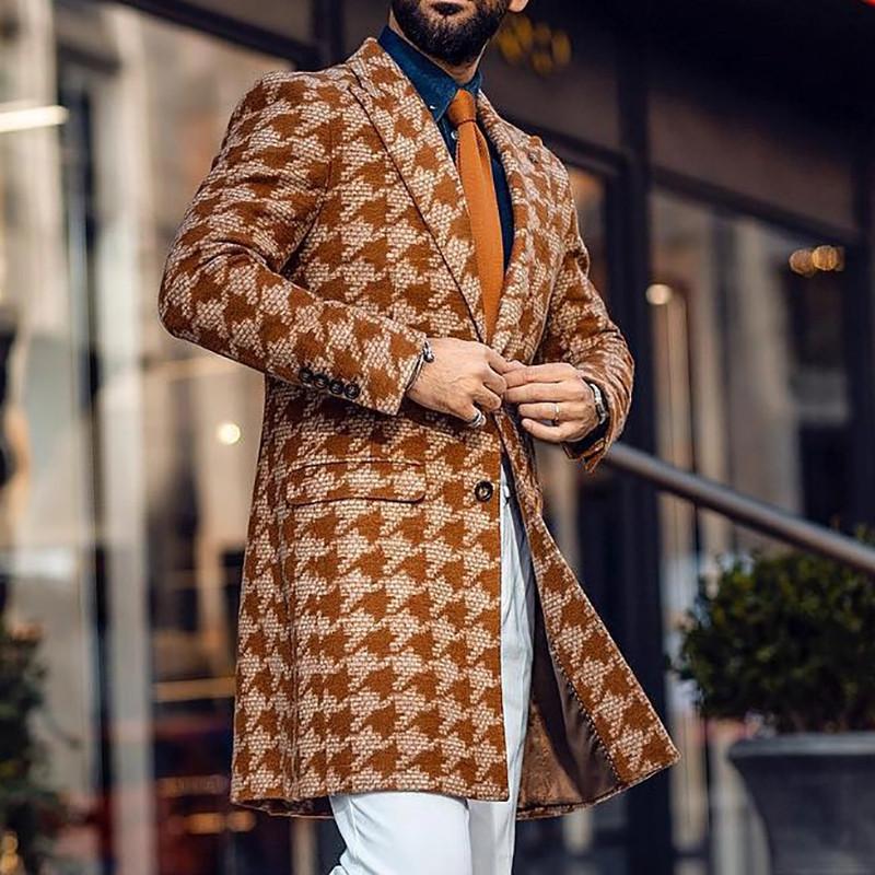 Mens Fashion Houndstooth Print Blazer Coat 11201934X