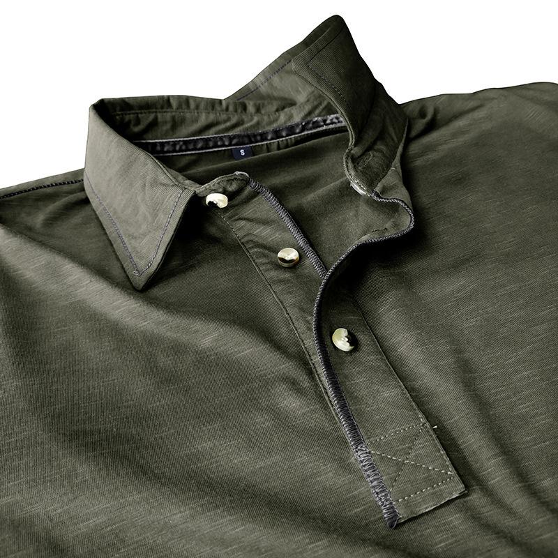Mens Solid Color Long Sleeve Lapel Polo Shirt 28855071X