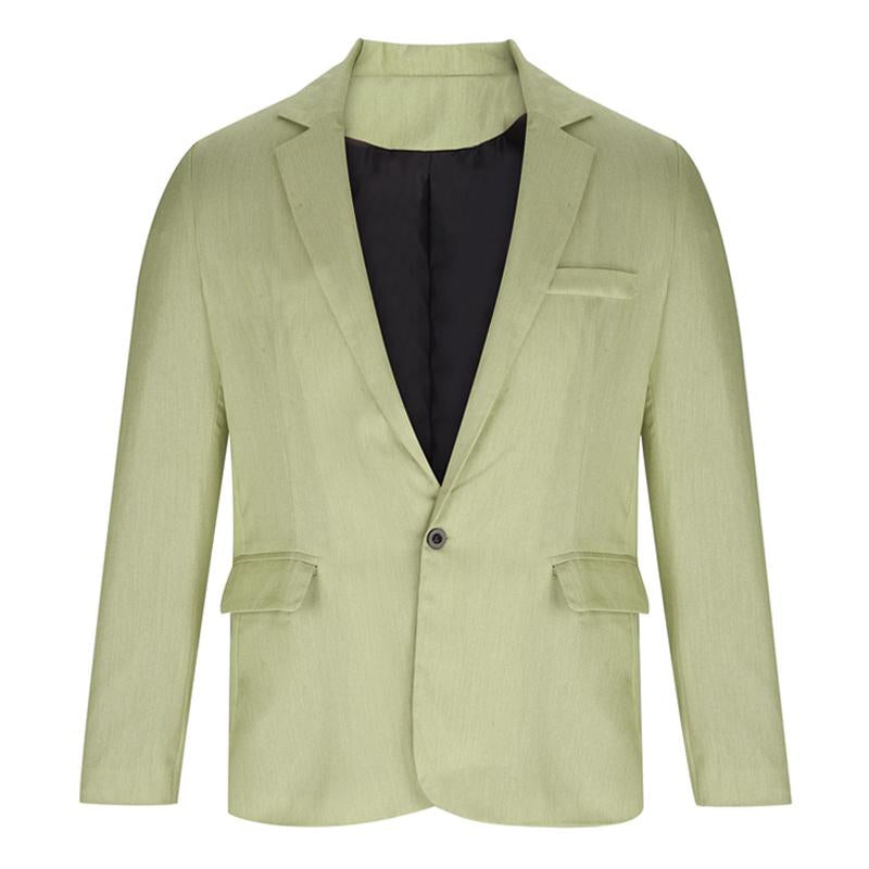 Mens Solid Color One Button Casual Blazer 07686840X