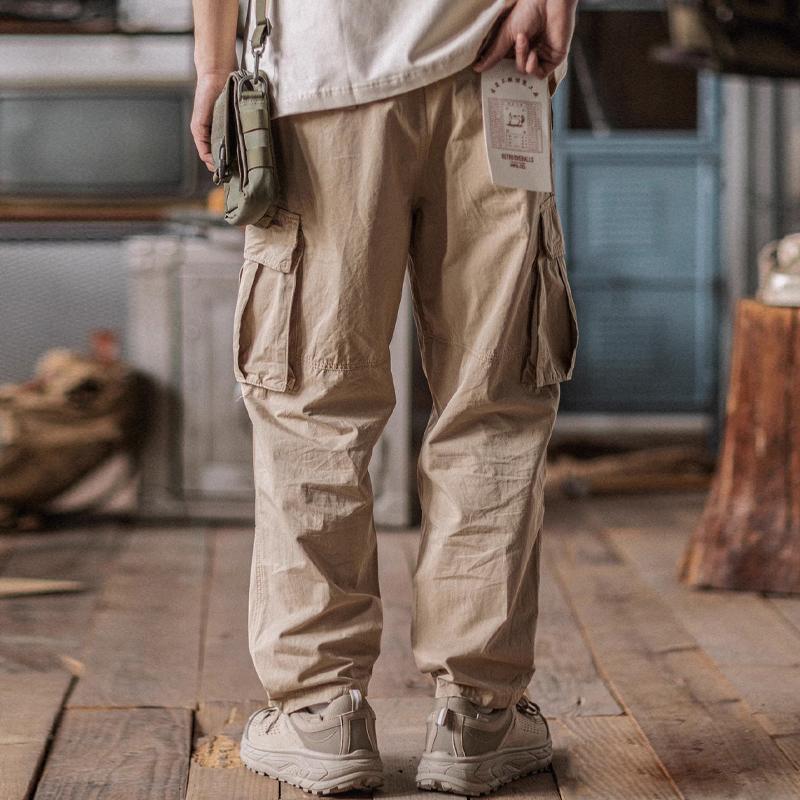 Mens Vintage Washed Cotton Pocket Loose Cargo Pants 16930849Y