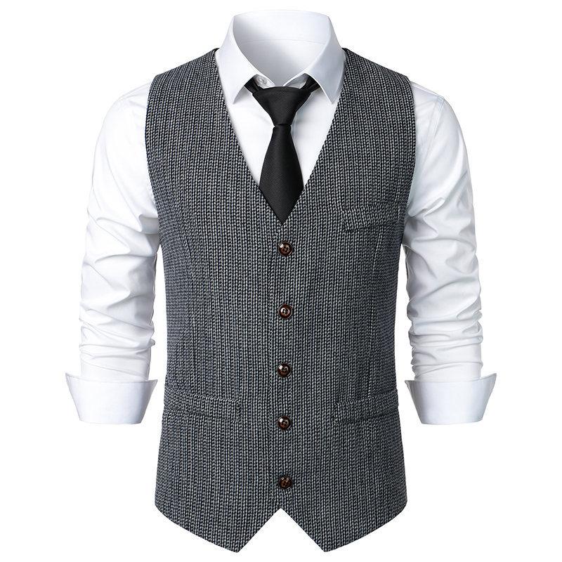 Mens Vintage V Neck Single Breasted Suit Vest 85710453Z