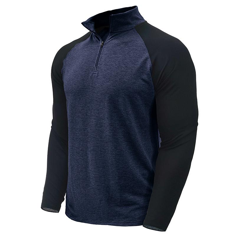 Mens Casual Stand Collar Zipper Colorblock Long Sleeve Sports Pullover Sweatshirt 39110815M