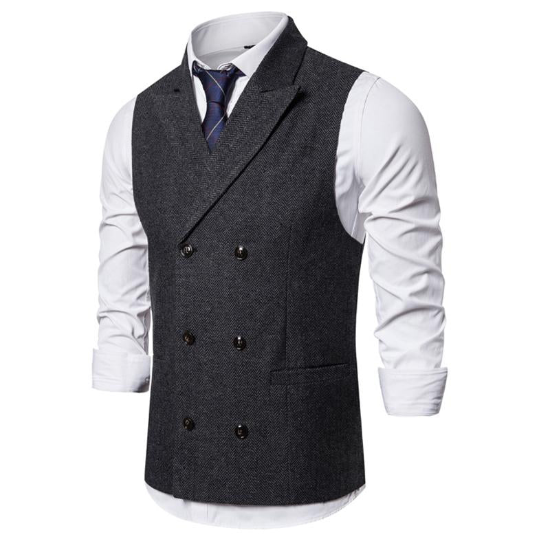 Mens Vintage Solid Color Double Breasted Lapel Suit Vest 75047508Y