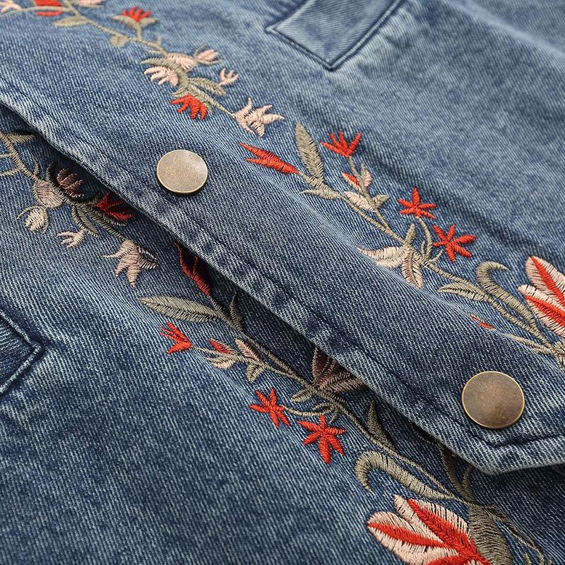 Mens Vintage V Neck Floral Embroidery Loose Denim Vest 60427439M
