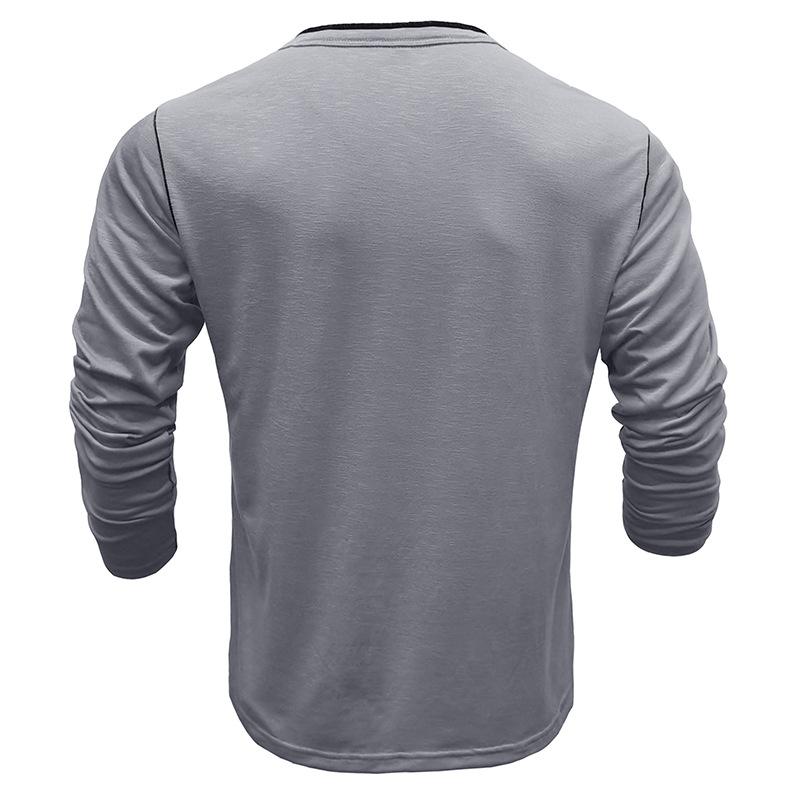 Mens Slub Cotton Crew Neck Long Sleeve Solid Henley T-Shirt 29496892X