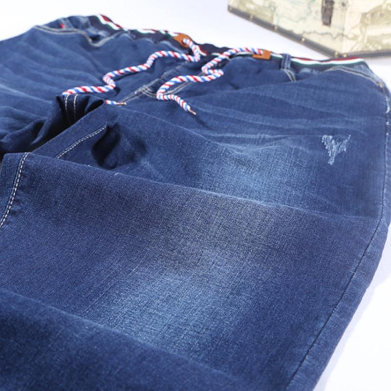 Mens Plus Size Casual Solid Color Stretch Drawstring Jeans 86573707Y