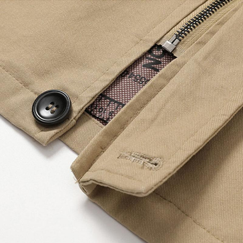 Mens Casual Thin Cotton Solid Color Multi-pocket Loose Workwear Coat 52248437M