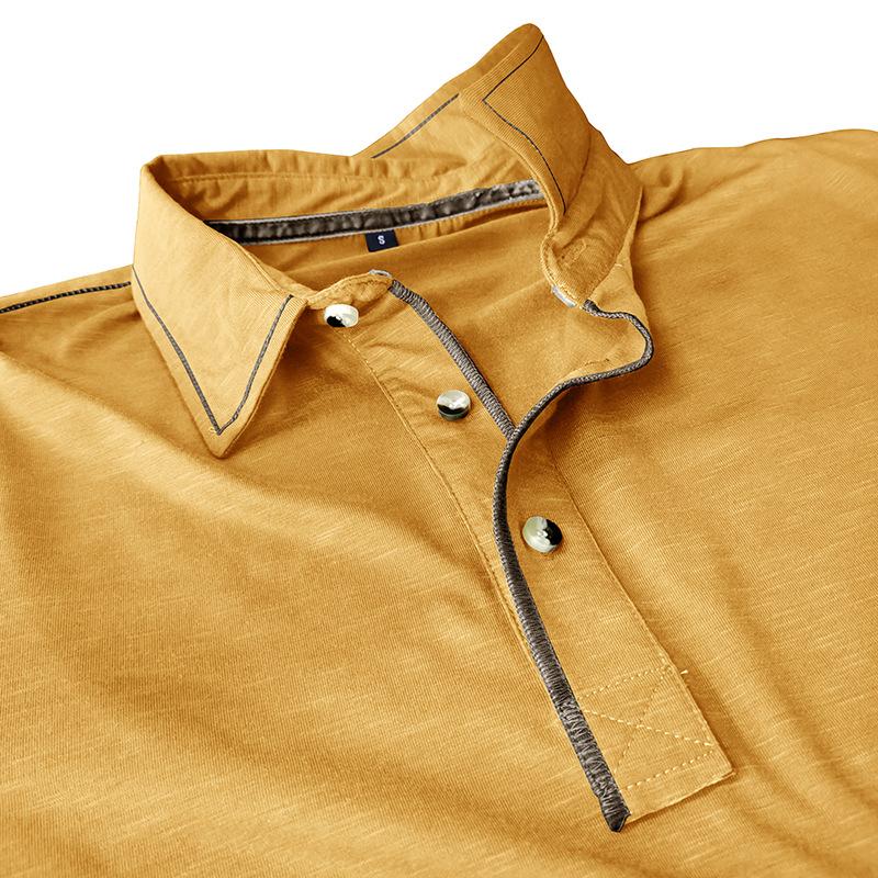 Mens Solid Color Long Sleeve Lapel Polo Shirt 28855071X