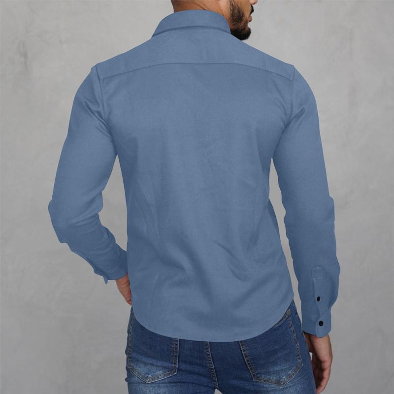 Mens Solid Color Thickened Casual Lapel Shirt Jacket 04931954X