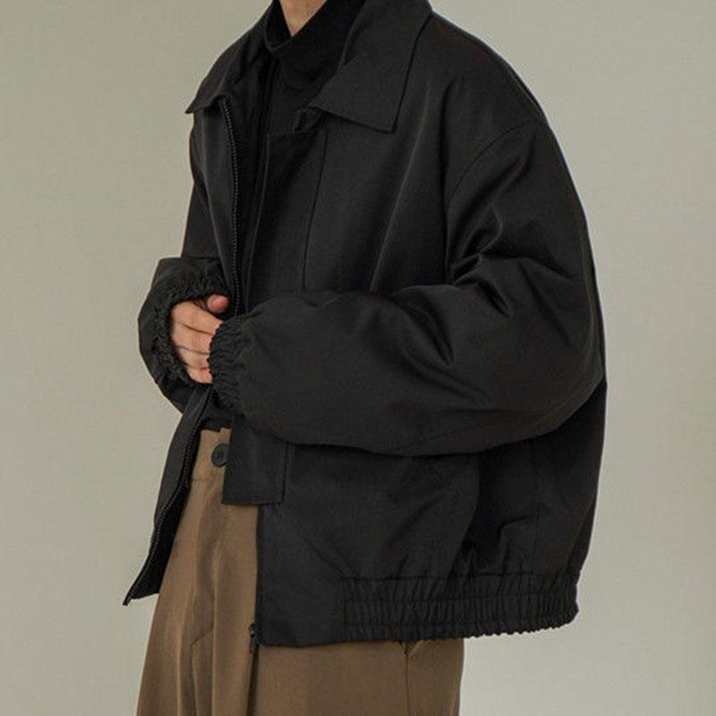 Mens Fashion Solid Color Lapel Loose Cropped Cargo Jacket 97815462M