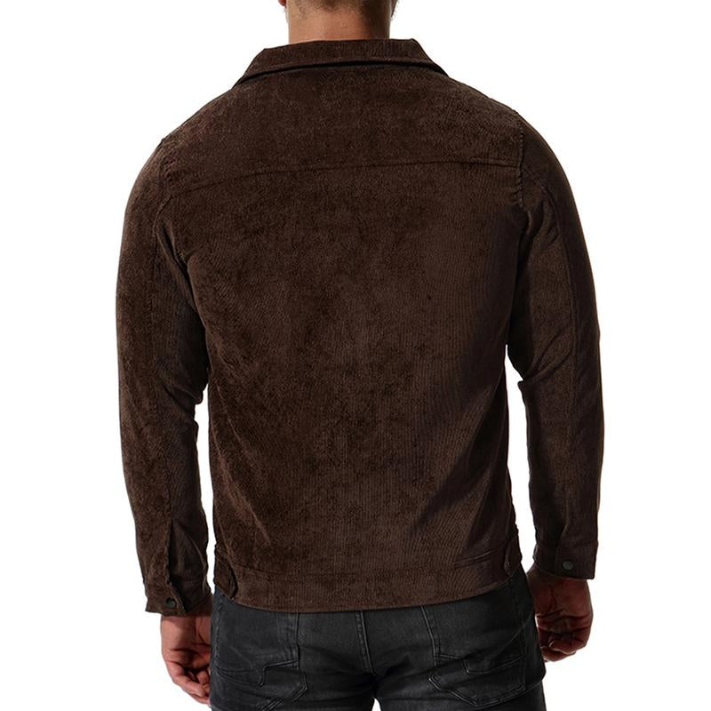 Mens Casual Corduroy Slim Lapel Long Sleeve Jacket 17845290M