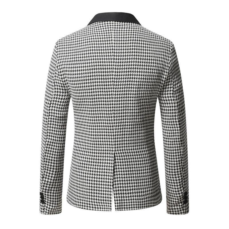 Mens Casual Houndstooth Colorblock Blazer 46563699Y