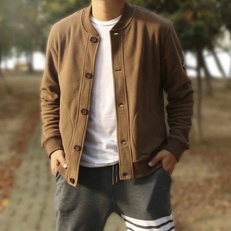 Mens Retro Double-sided Polar Fleece Flight Baseball Jacket 58700542X