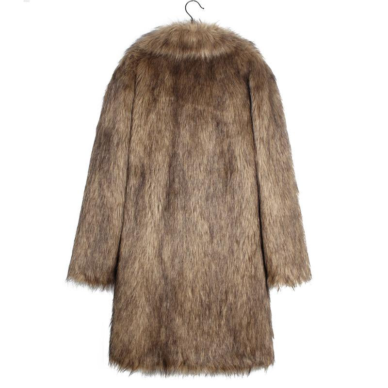 Mens Square Collar Long Imitation Fur Coat 96475183X
