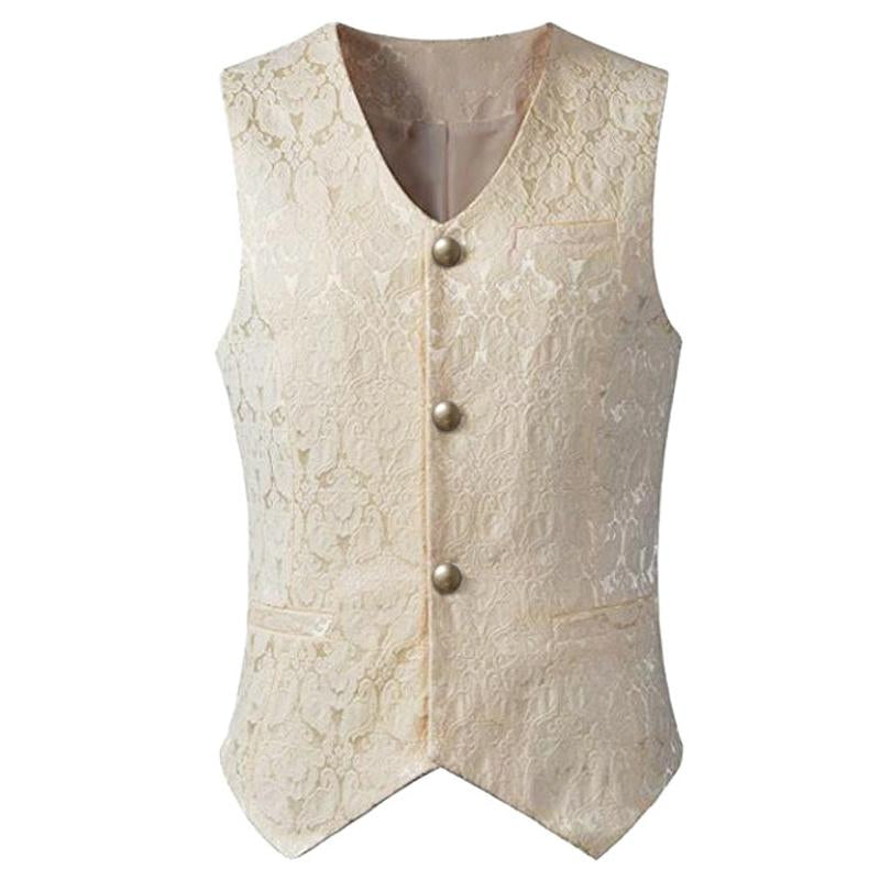 Mens Vintage Solid Jacquard Collarless Vest 38777713Y