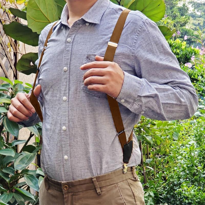 Mens Vintage Solid Color Stretch Suspenders 99836428Y