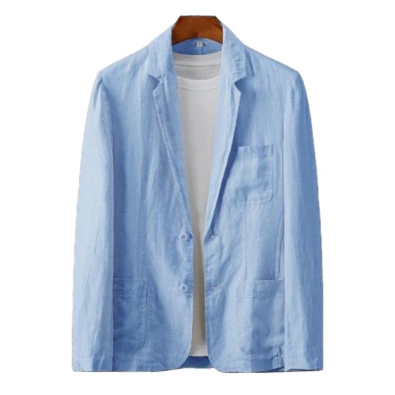 Mens Casual Thin Linen Breathable Lapel Blazer 31649019M