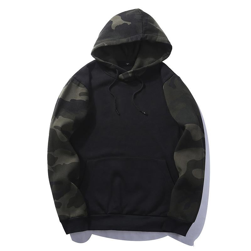Mens Retro Casual Camouflage Color Block Hooded Sweatshirt 53636355Y