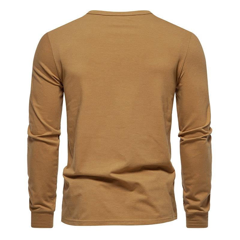 Mens Vintage Colorblock Henley Collar Long Sleeve T-Shirt 49368151Y