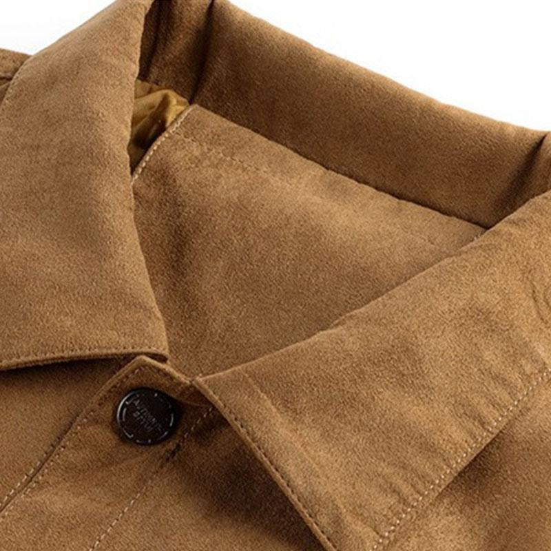 Mens Vintage Suede Brushed Lapel Single Breasted Jacket 63506956M