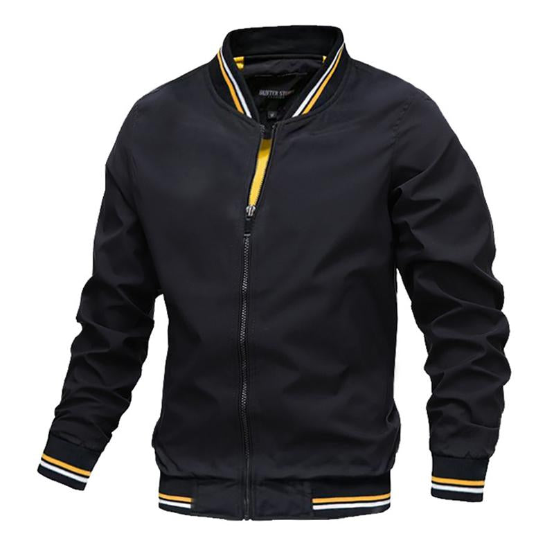 Mens Collar Stripe Contrast Zipper Stand Collar Jacket 36063318X