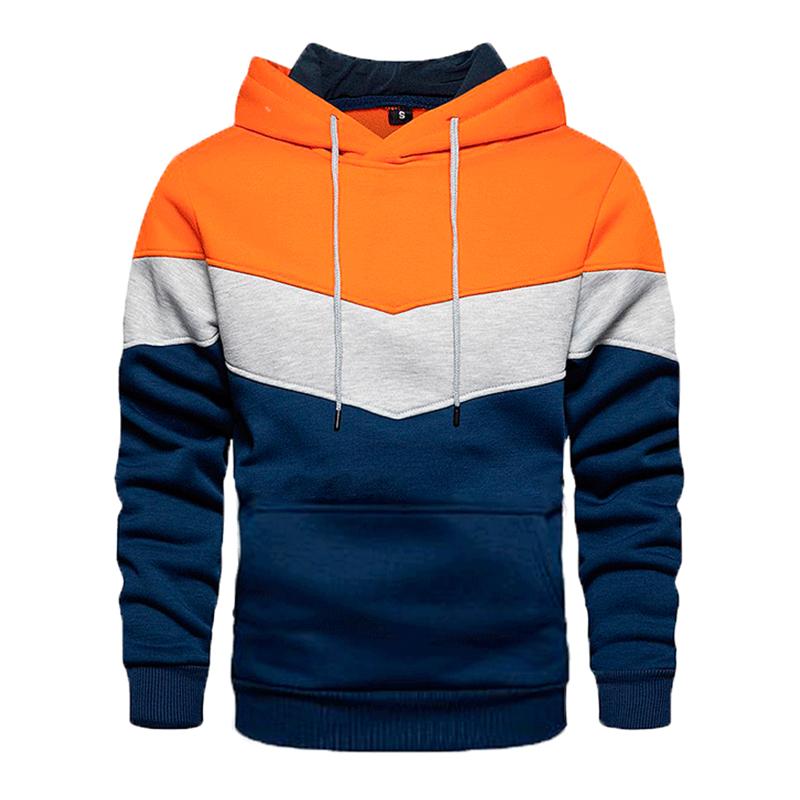 Mens Casual Sports Colorblock Patchwork Long Sleeve Loose Hoodie 79658232M