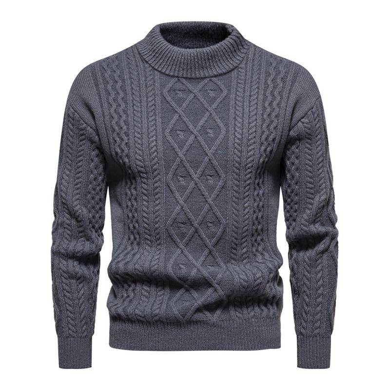 Mens Casual Round Neck Jacquard Knit Warm Pullover Sweater 85989318M