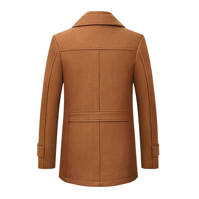 Mens Vintage Woolen Blended Double Collar Zippered Single Breasted Slim Coat 69068984M