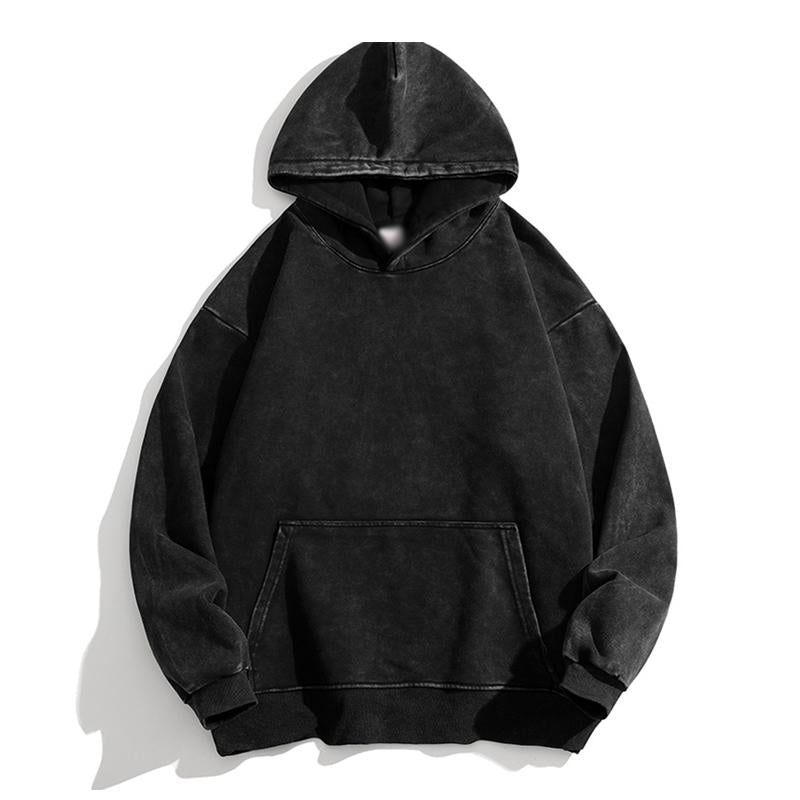 Mens Vintage Washed Kangaroo Pocket Long Sleeve Pullover Hoodie 59431446M
