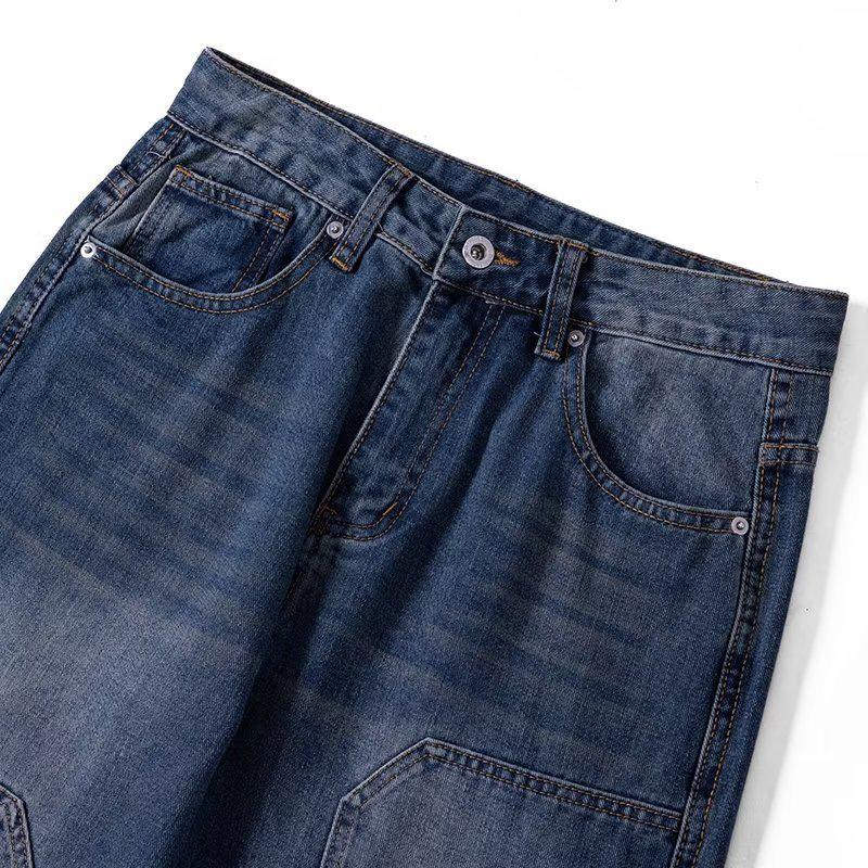 Mens Vintage Wash Workwear Loose Straight Wide Leg Jeans 29724550M