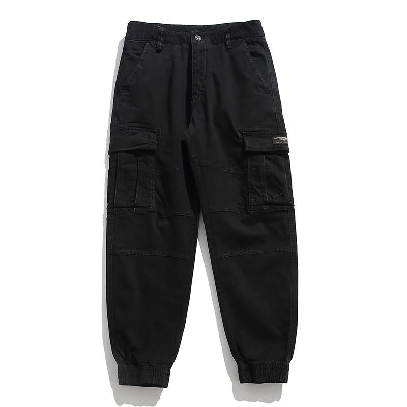 Mens Casual Solid Color Loose Multi-Pocket Cargo Pants 89116236M
