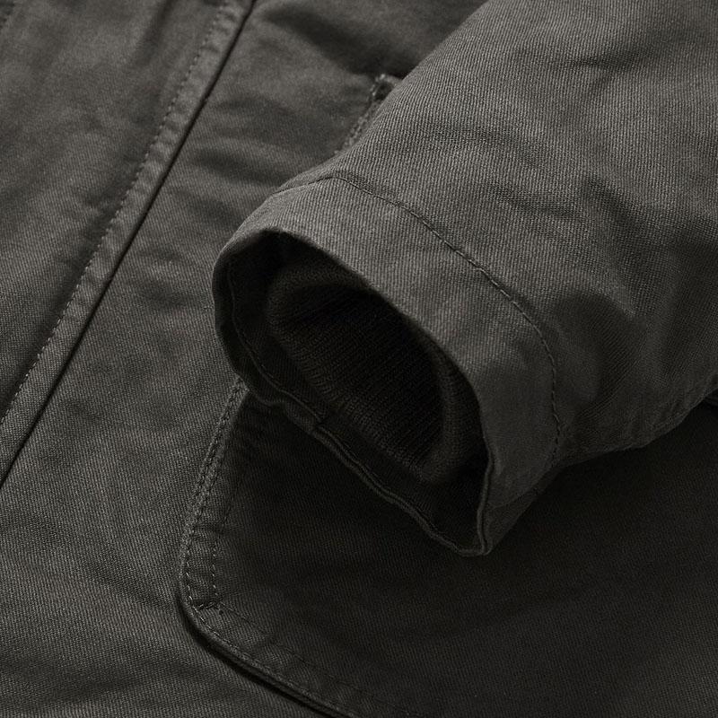 Mens Casual Cotton Multi-Pocket Hooded Zipper Fleece Lined Warm Mid-Length Coat 66242493M