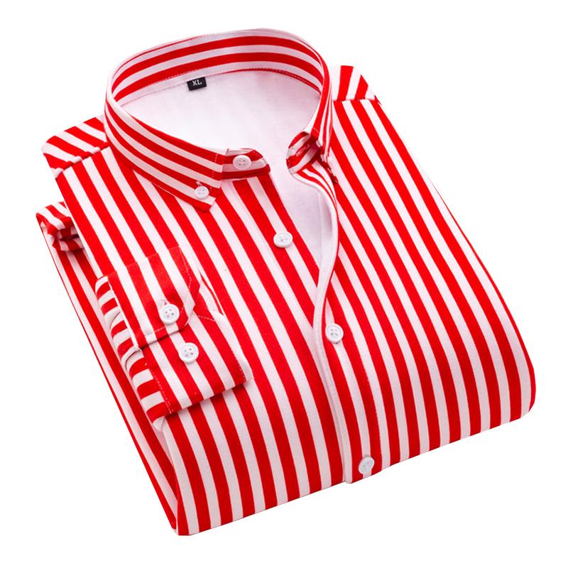 Mens Striped Thickened Lapel Shirt 23283422X