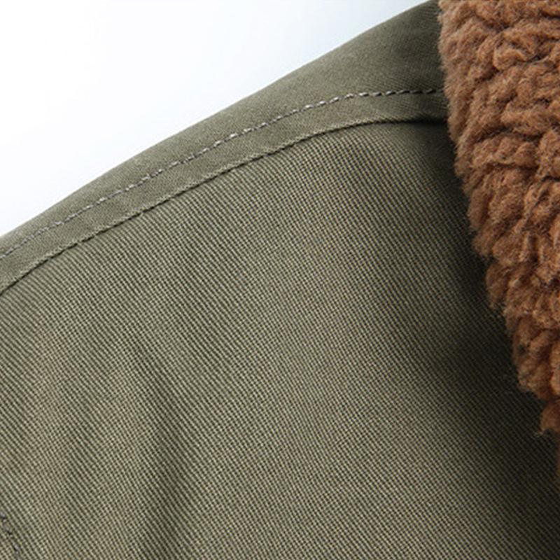 Mens Vintage Lapel Lamb Wool Thickened Warm Work Jacket 69943658M