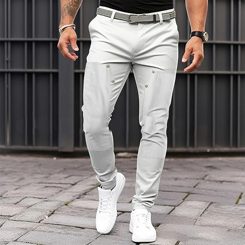 Mens Casual Solid Color Stitching Straight Leg Pants 42864704Y