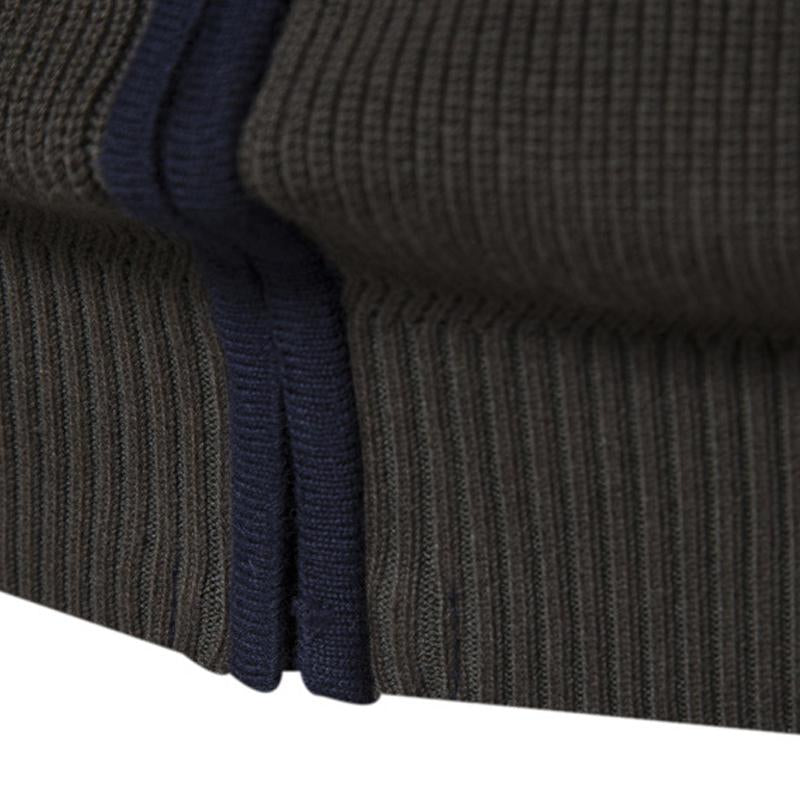 Mens Contrasting Stripe Stand Collar Knit Zipper Jacket 71280590X