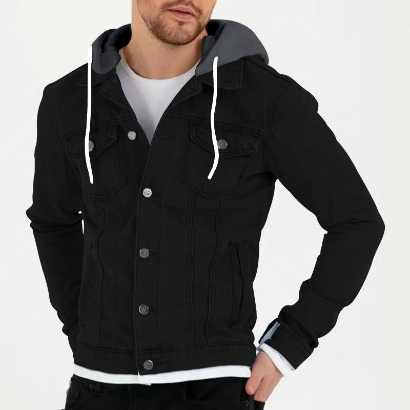 Mens Casual Solid Color Chest Pocket Hoodie Jacket 71822122Y