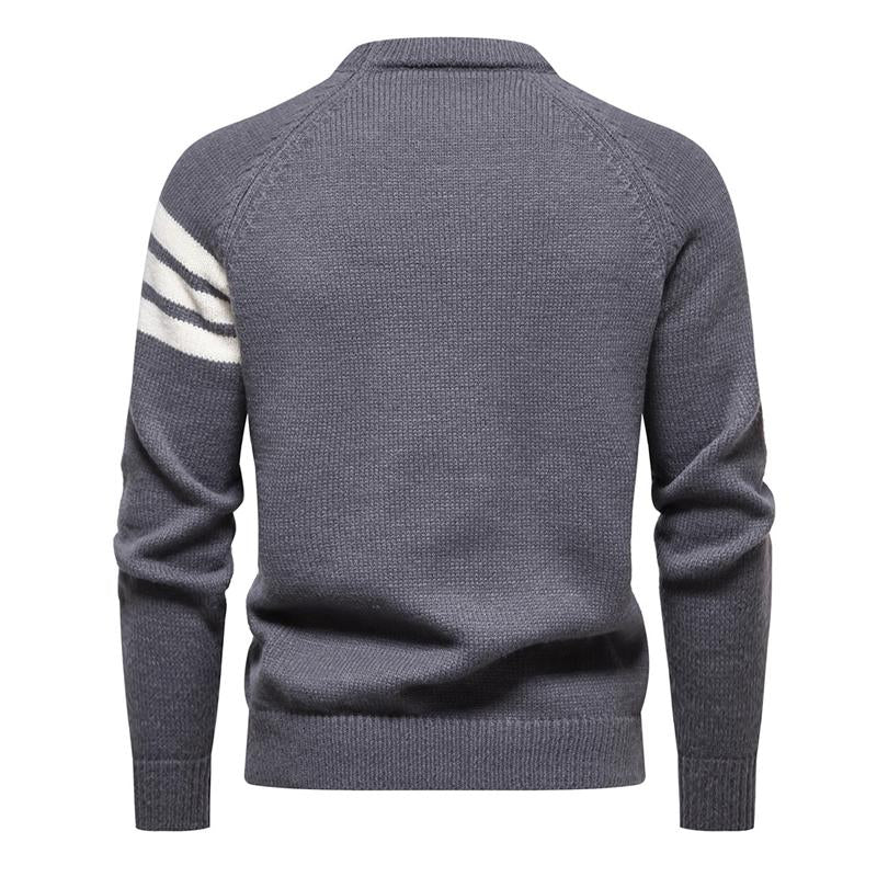 Mens Round Neck Knitted Pullover Casual Patchwork Sweater 63130720X