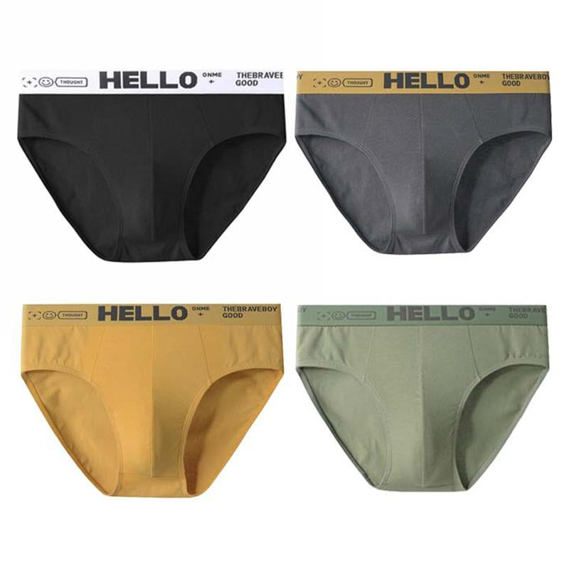 Mens Casual Cotton Breathable Comfort Letter Briefs 4 Packs 29670925M