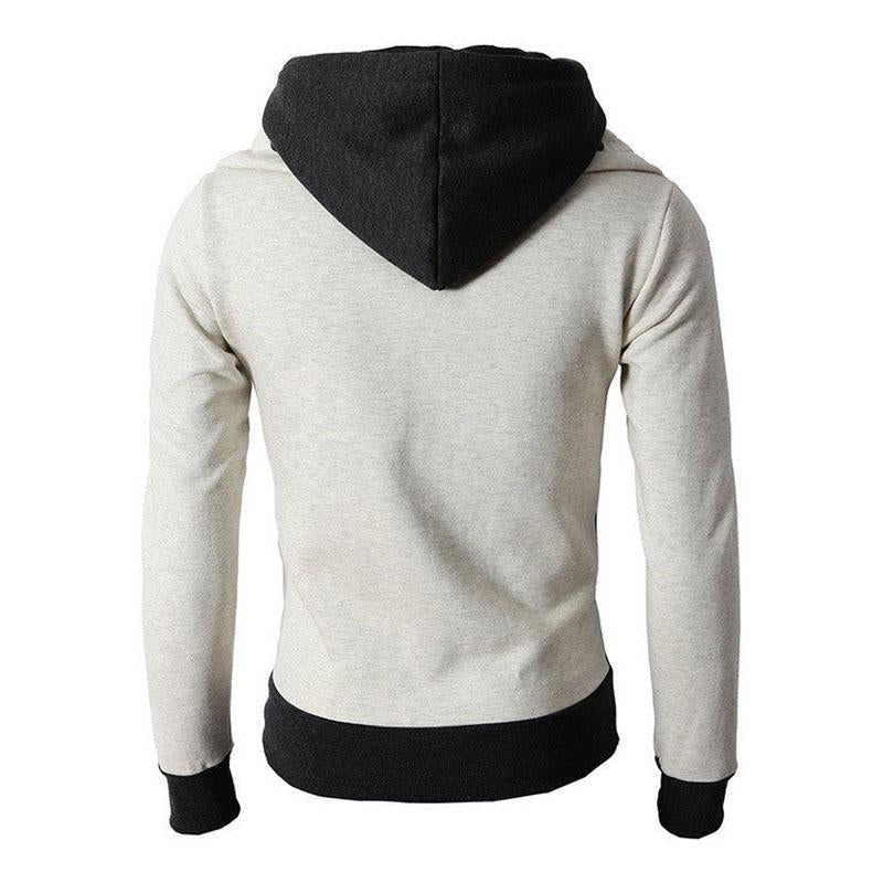 Mens Casual Colorblock Turtleneck Two Fake Pieces Zipper Sports Hoodie 27846230M