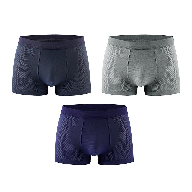 Mens Casual Mesh Ice Silk Breathable Seamless Boxer Briefs 3 Packs 59458467M