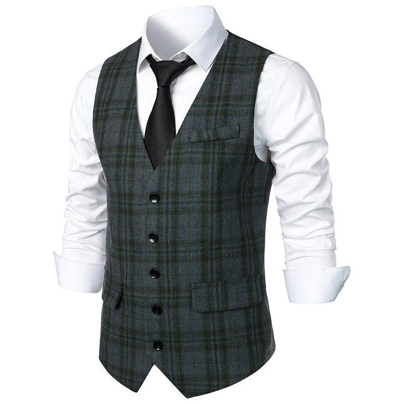 Mens Vintage British Style Pattern Single Breasted Suit Vest 36558435Y