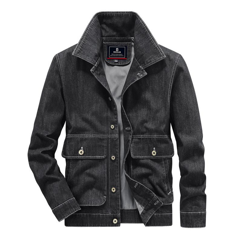 Mens Vintage Multi-Pocket Lapel Denim Jacket 00482992Y
